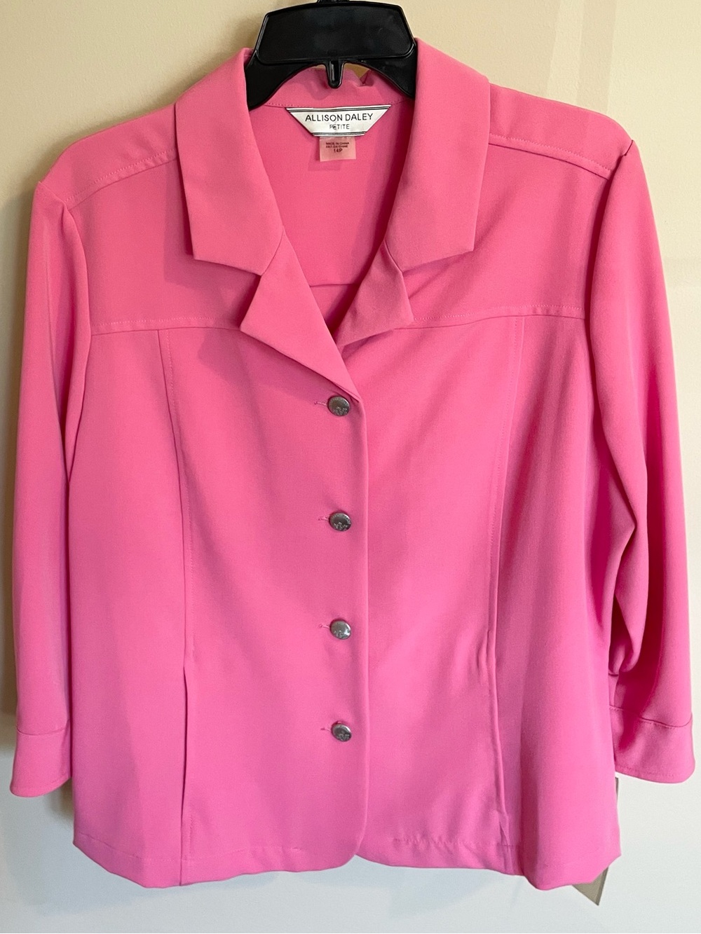Allison Daley Hot Pink Notched-Collar Button Blazer